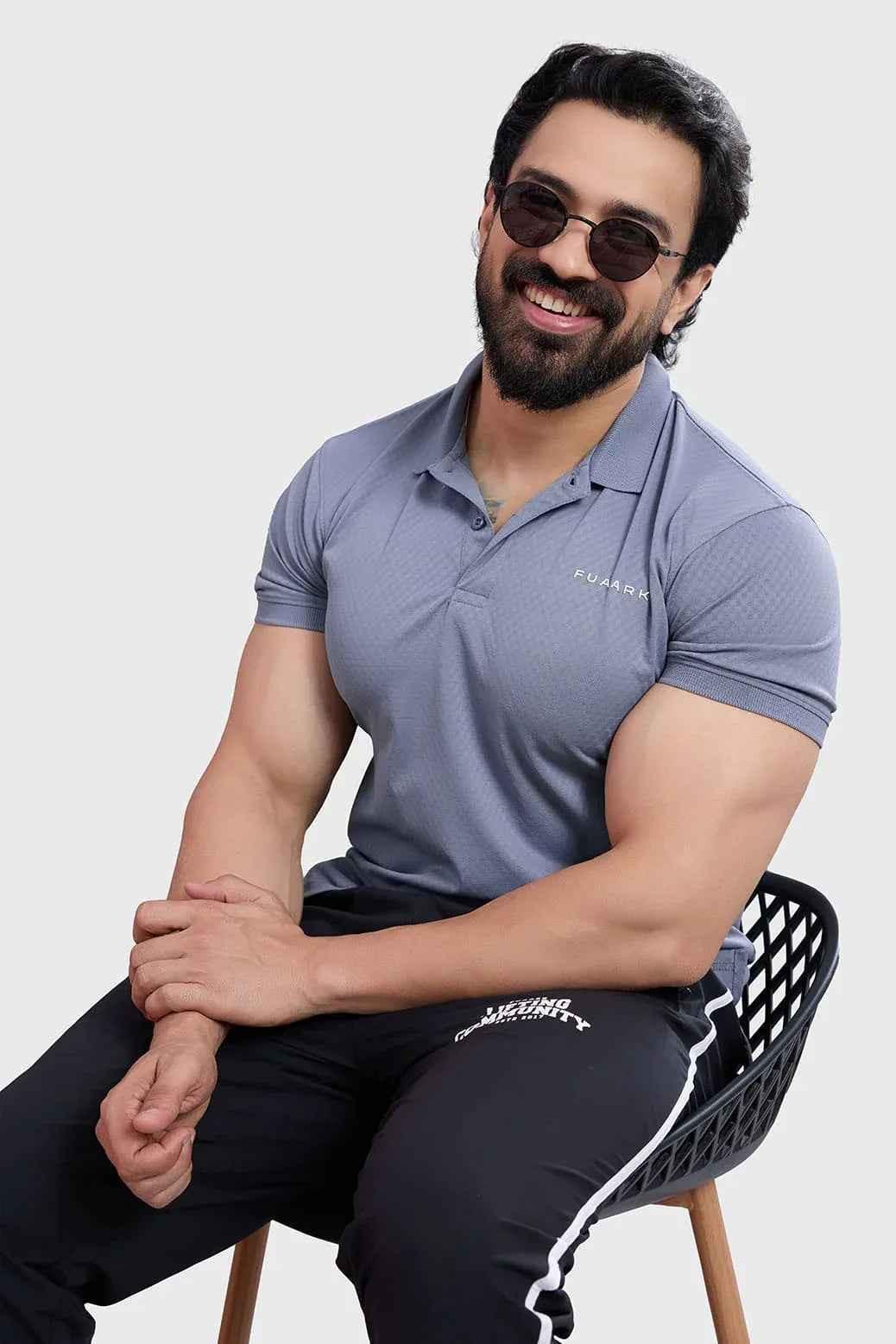 Wave Polo T-shirt Grey