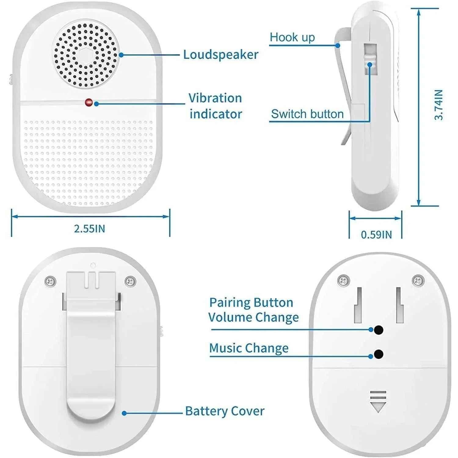 Wireless Caregiver Pager x 2 Call button Pendants
