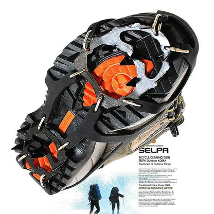 18-Tooth Stainless Steel Ice Crampons for Climbing - Silicone Anti-Slip Traction | M & L
