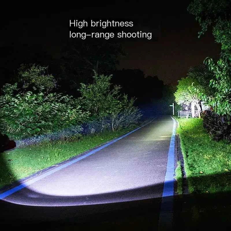 High-Power Rechargeable Spotlight Flashlight - 750m Range Emergency Rescue Torch