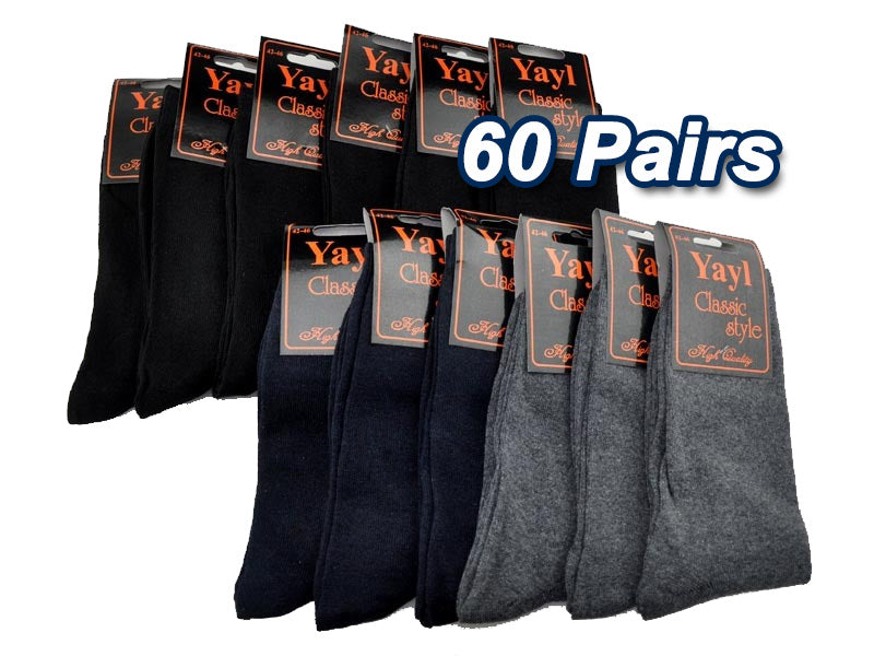 WHOLESALE - Business Socks Crew Socks Plain Dress Socks  (60 Pairs) dealonline.co.nz