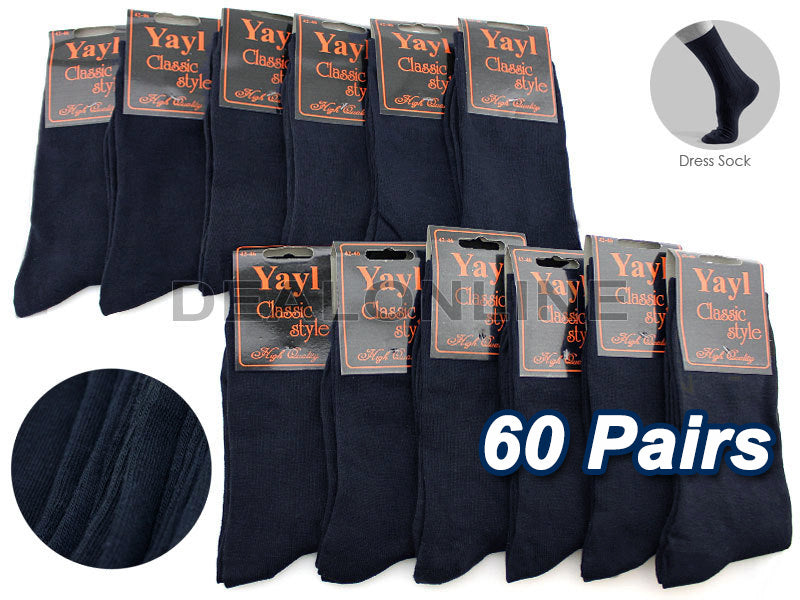 WHOLESALE - Business Socks Crew Socks (60 Pairs) Men's Navy Dress Socks dealonline.co.nz