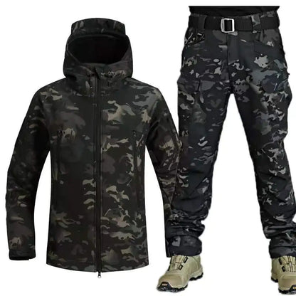 Outdoor Shark Skin Warm Camouflage Jacket and Pants Set - Tactical Softshell Fleece-Lined | Military Style Mead's Supply & Equipment Outfitters limited
