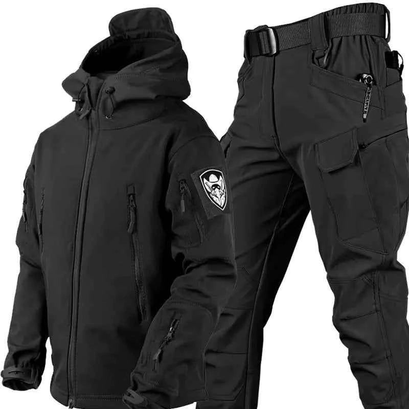 Outdoor Shark Skin Warm Camouflage Jacket and Pants Set - Tactical Softshell Fleece-Lined | Military Style
