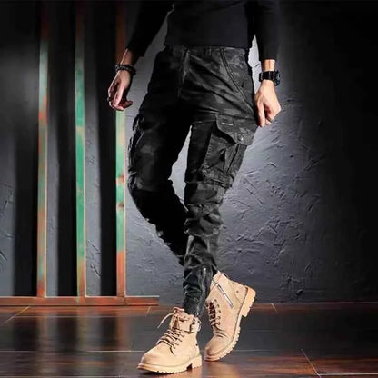 Men's Oversized Camouflage Cargo Pants - Multi-Pocket Outdoor Trousers