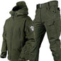 Outdoor Shark Skin Warm Camouflage Jacket and Pants Set - Tactical Softshell Fleece-Lined | Military Style