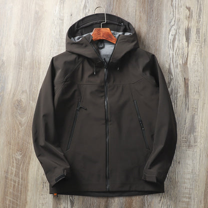 Men's Waterproof Softshell Jacket — Windproof, Hooded Hiking Shell