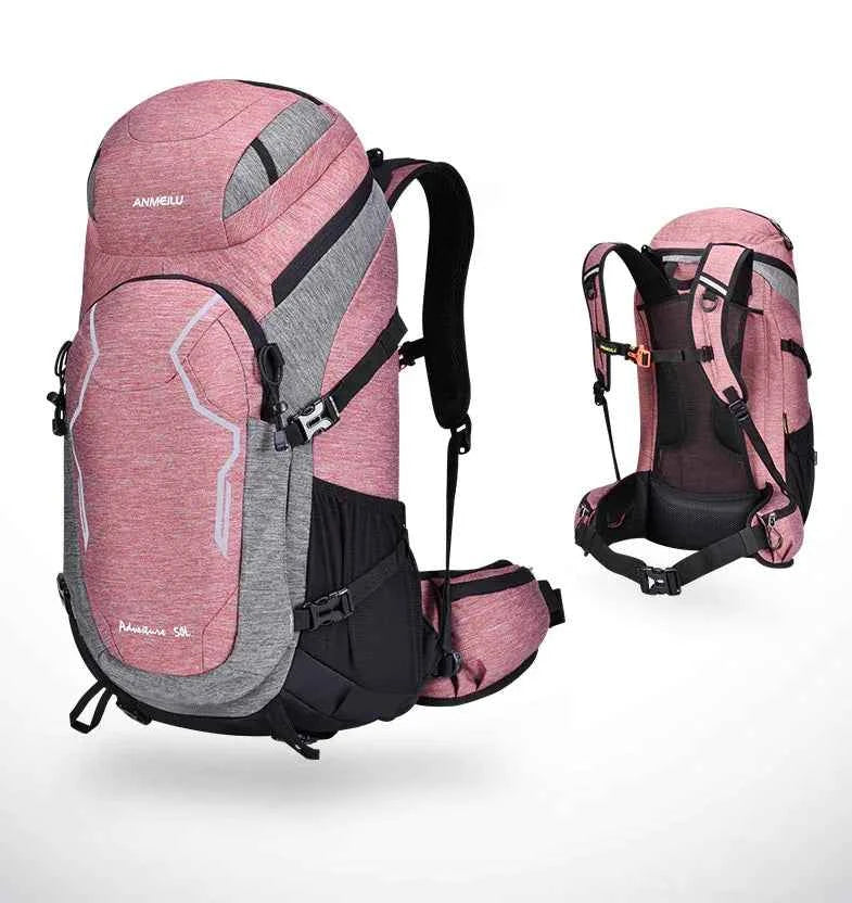 50L Nylon Hiking Backpack - Lightweight Outdoor Sports Pack with Embroidered Design | Adventure Rucksack