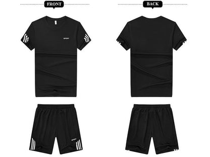 NZ-2XL-Mens 2 Piece Outfit Sport Set Short Sleeve Summer Leisure Short Thin Sets dealonline.co.nz
