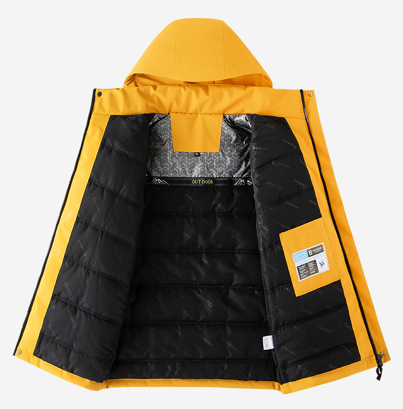 Thickened Lined Heated Jacket Waterproof Yellow
