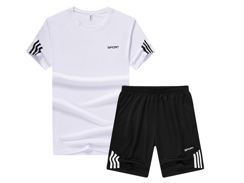 NZ-2XL-Mens 2 Piece Outfit Sport Set Short Sleeve Summer Leisure Short Thin Sets dealonline.co.nz