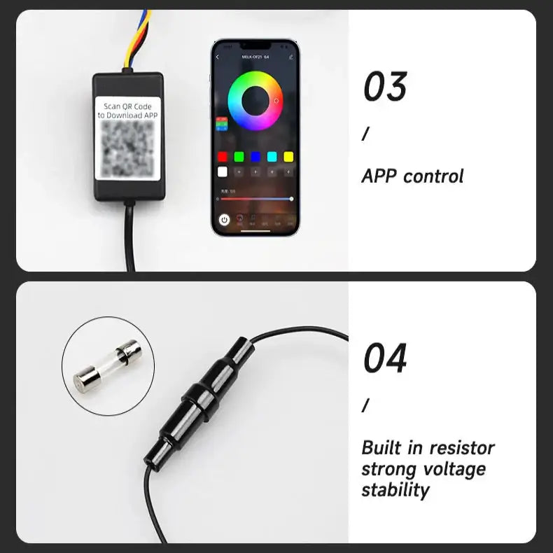 APP-Controlled LED Car Hood Light Strip (12V) Habicare
