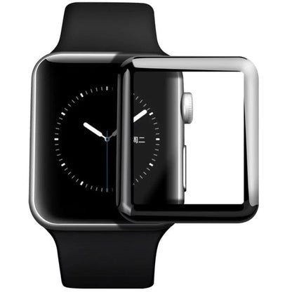 Black screen protectors for Apple Watch 1st gen 38mm, pack of 2, designed to fit and protect the watch display.