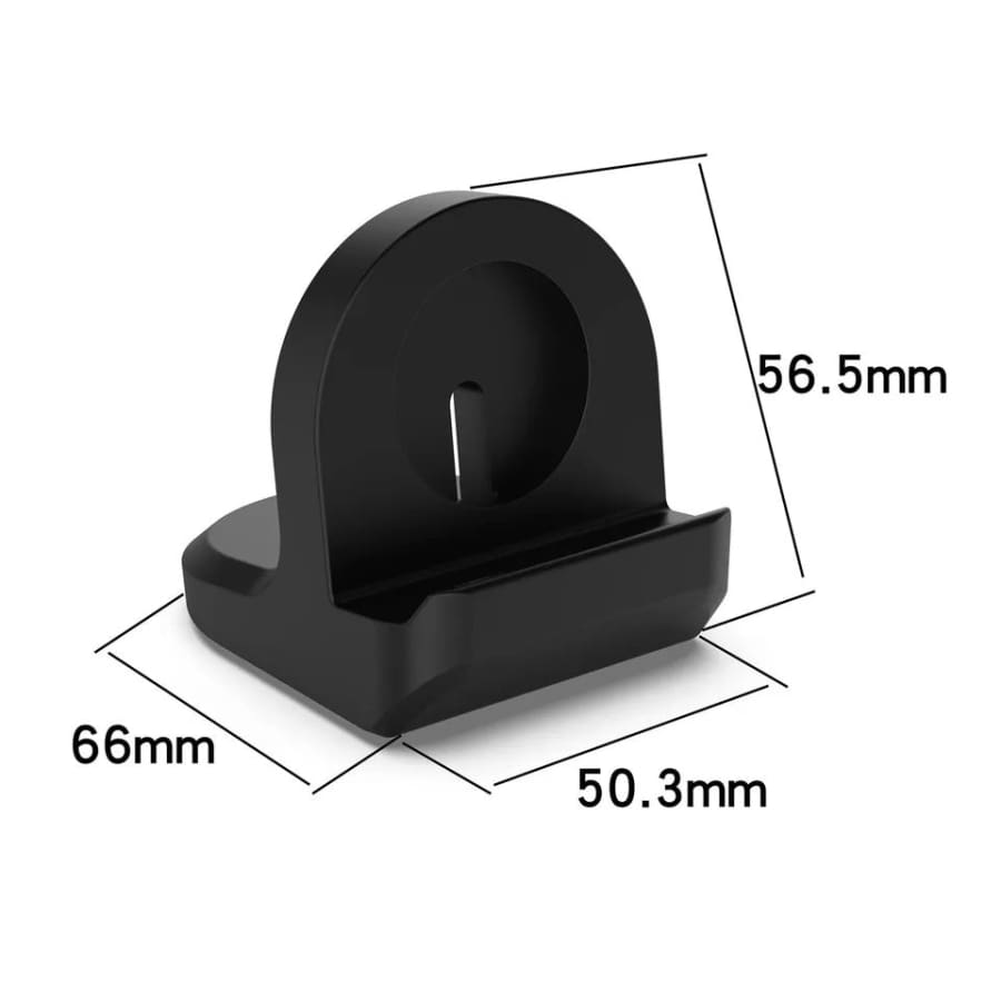 Black metal Apple Watch charging stand by That Watch Shop, designed to hold and charge your Apple Watch securely.