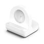 White plastic Apple Watch charging stand by That Watch Shop, designed to hold and charge your Apple Watch securely.