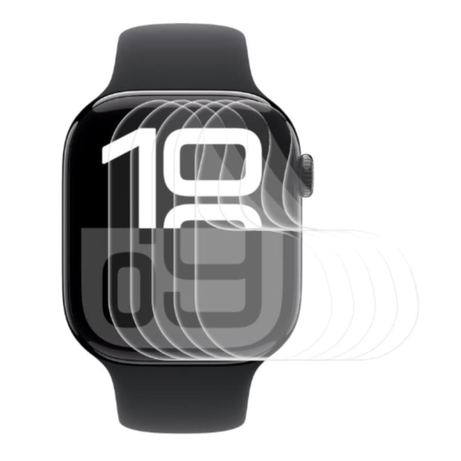 Hydrogel screen protectors for Apple Watch Series 10 42mm, dark gray, pack of 4, designed to protect the watch screen.