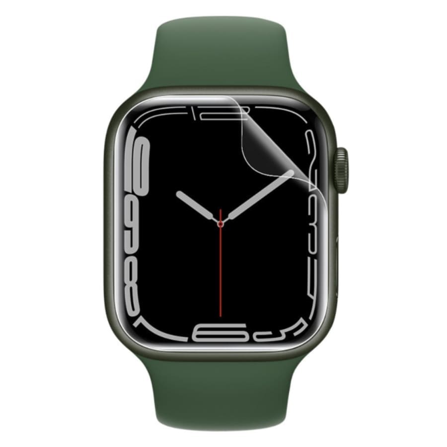 Hydrogel screen protector for Apple Watch Series 7 (41mm), shown on a watch face, includes pack of six protectors, from That Watch Shop.