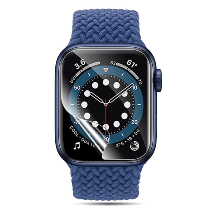 Blue hydrogel screen protector for Apple Watch Series 9 45mm, designed to fit and protect the watch screen.