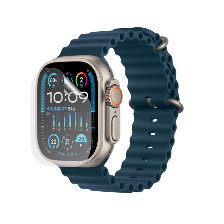Clear hydrogel screen protectors for Apple Watch Ultra 3, pack of 6, designed to protect the smartwatch screen from scratches.