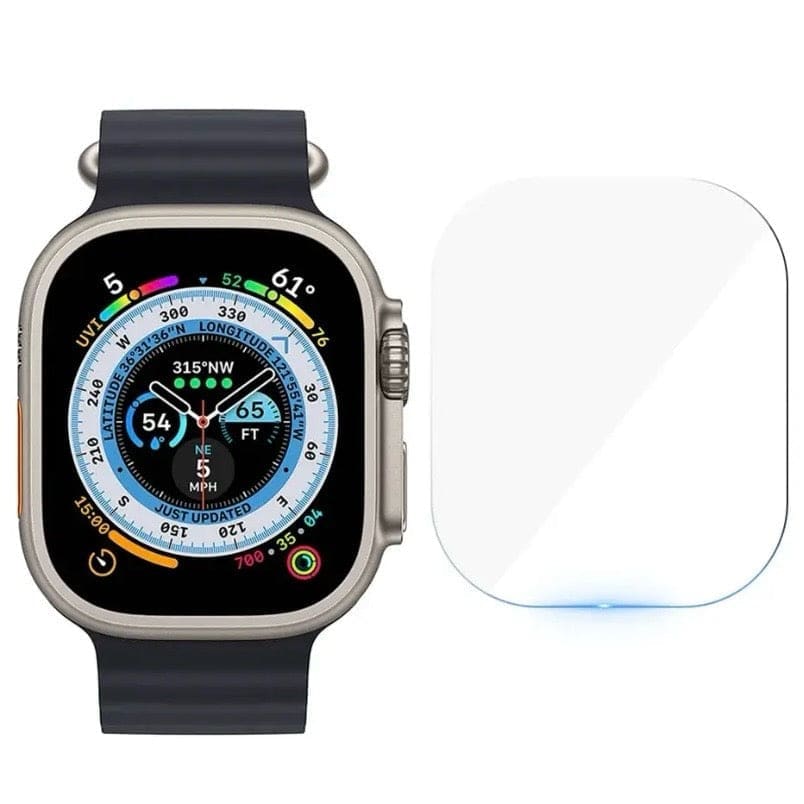 Clear screen protector for Apple Watch Ultra 3, designed by That Watch Shop, showing the transparent film on the smartwatch display.