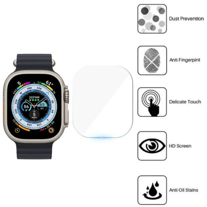 Clear screen protector for Apple Watch Ultra 3 from That Watch Shop, showing the transparent film fitting over the watch display.