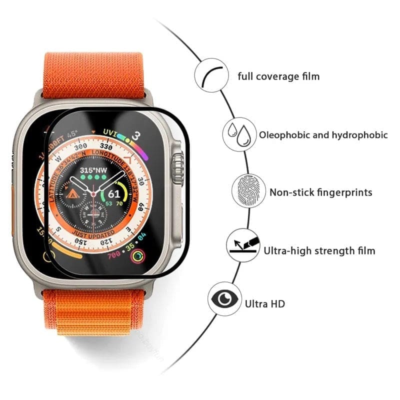 Hydrogel screen protectors for Apple Watch Ultra, pack of 4, designed by That Watch Shop to protect smartwatch screens.