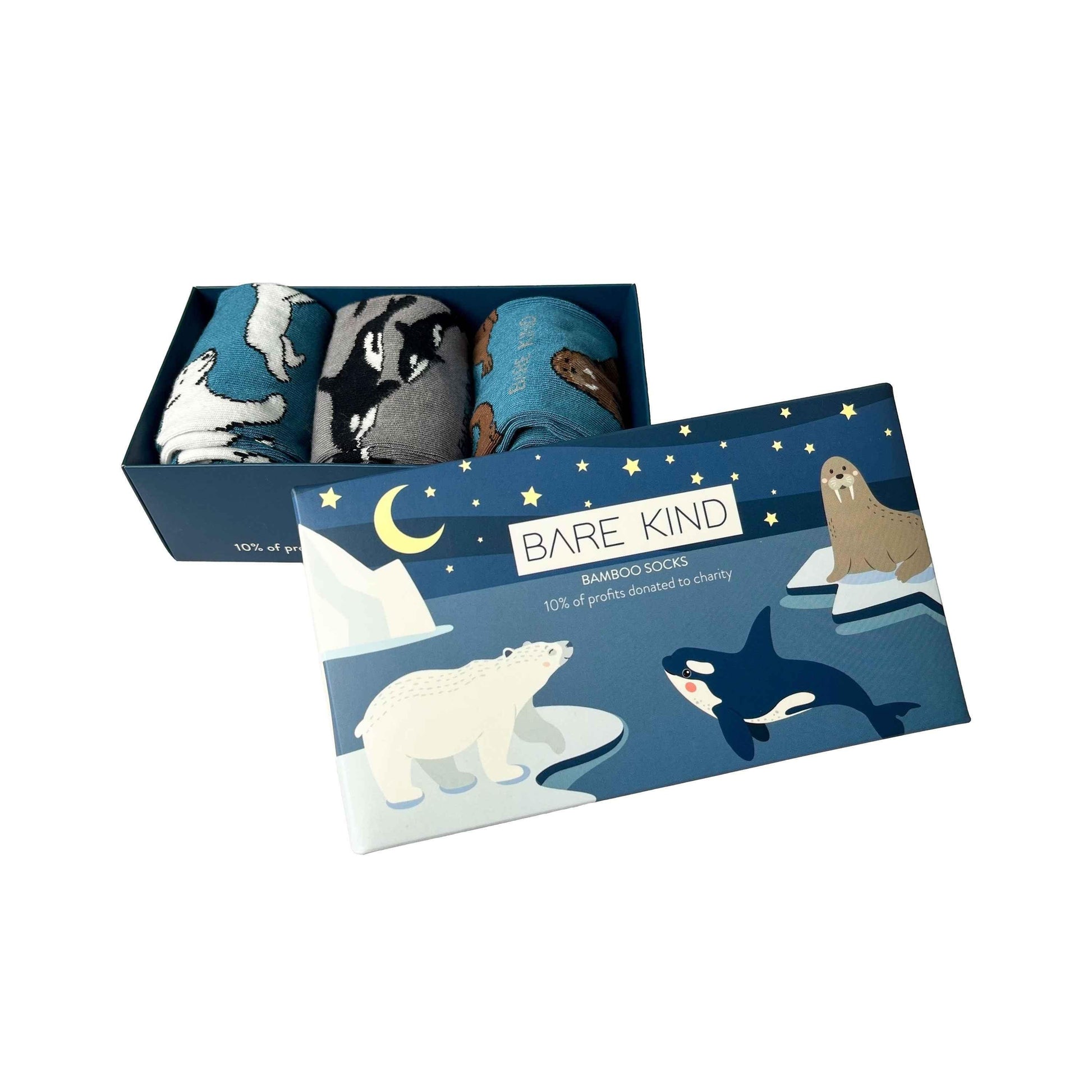 Arctic Animals Bamboo Socks Gift Box of 3.