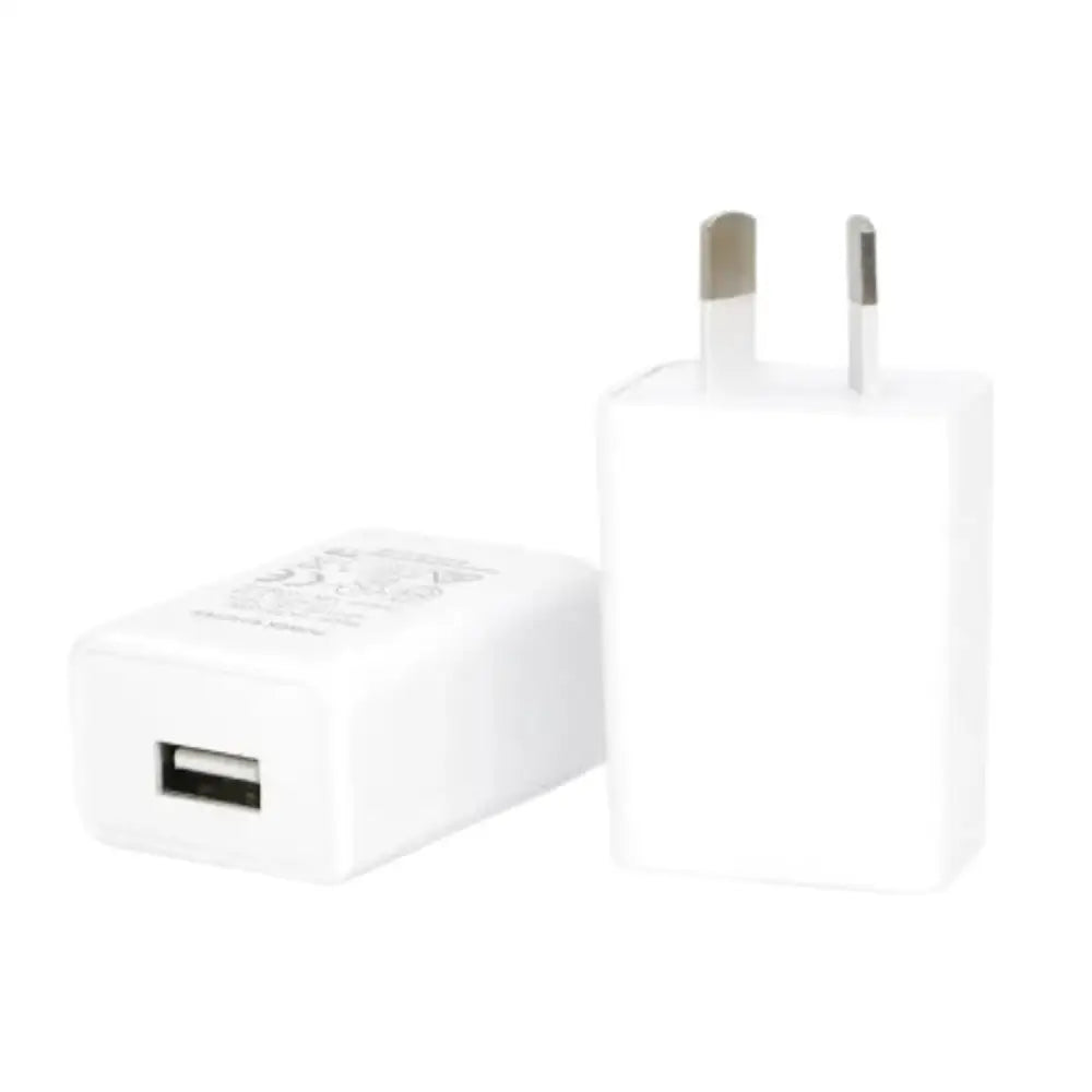 Habicare AU travel adapter with USB charger, 5V 1A/2A, compact TWS design for international travel and device charging.