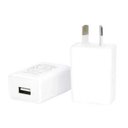 Habicare AU travel adapter with USB charger, 5V 1A/2A, compact TWS design for international travel and device charging.
