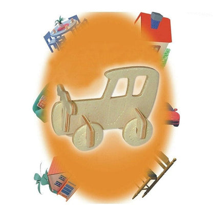 Mini 3D automobile puzzle by 9eight5 showing assembled miniature car model with detailed interior and exterior features.