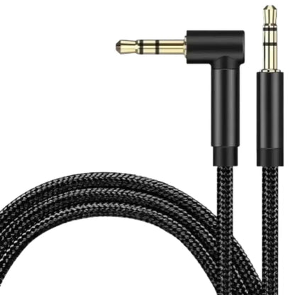Habicare 9eight5 aux adapter cord for car, headphones, and devices showing the connector and cable for audio connectivity.