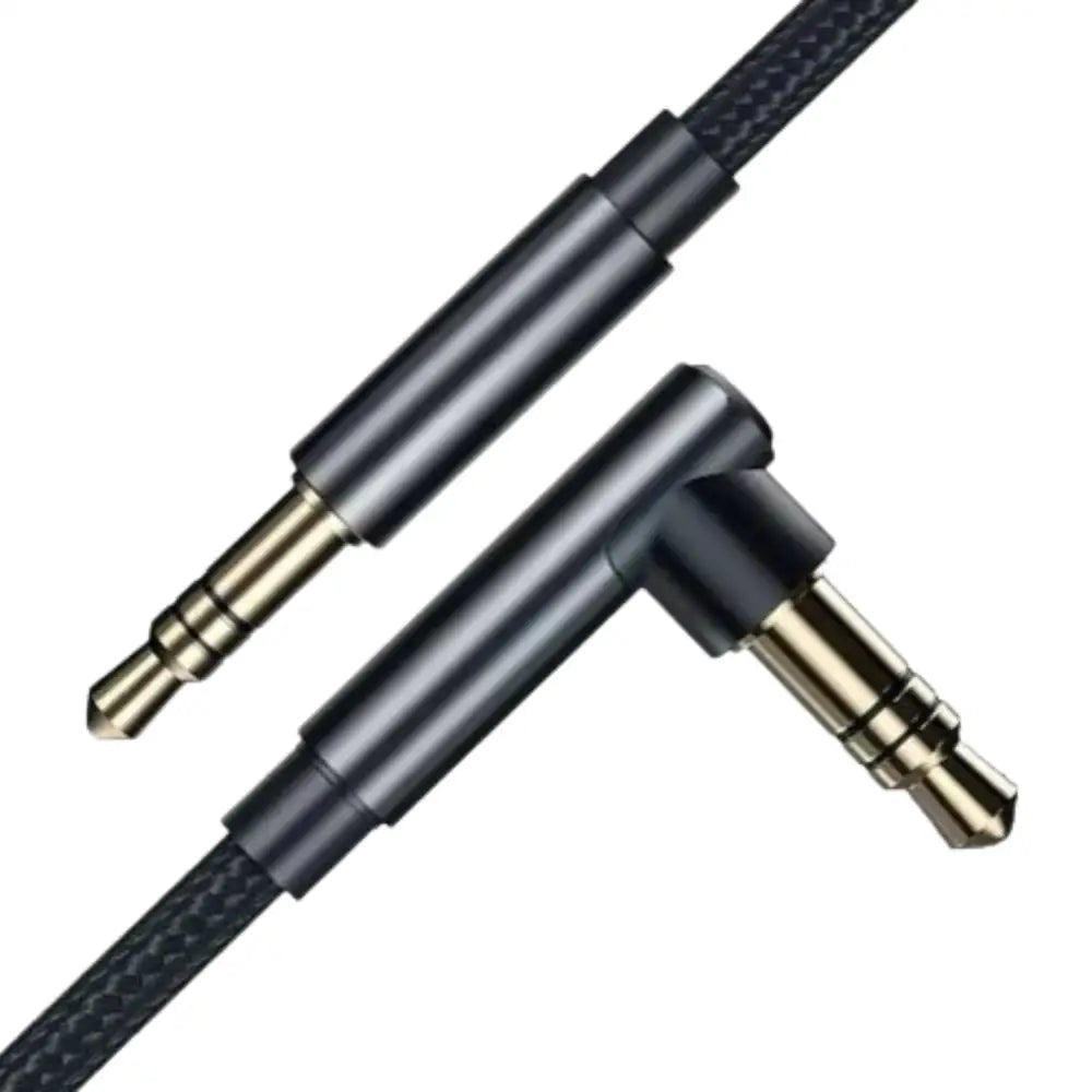 Habicare 9eight5 Aux adapter cord for car, headphones, and devices, showing a black audio cable with connectors.