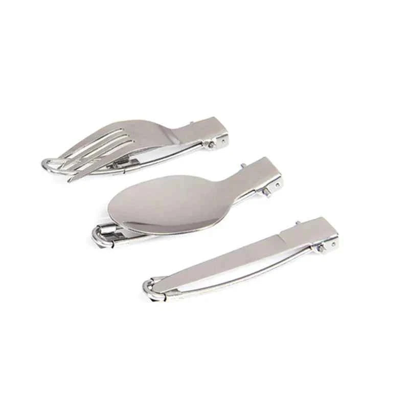 Camping Foldable Cutlery Set - Portable Stainless Steel Utensils for Outdoor Dining | Travel Tableware