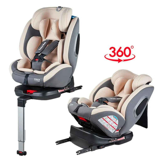 Baby Way NZ SafeHalo 360 rotating convertible car seat with ISOFIX in khaki, designed for all ages, suitable for baby and toddler use.
