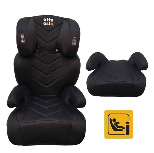 Baby Way NZ Zen i-Size booster car seat with ISOFIX and adjustable headrest in black for toddlers and babies.
