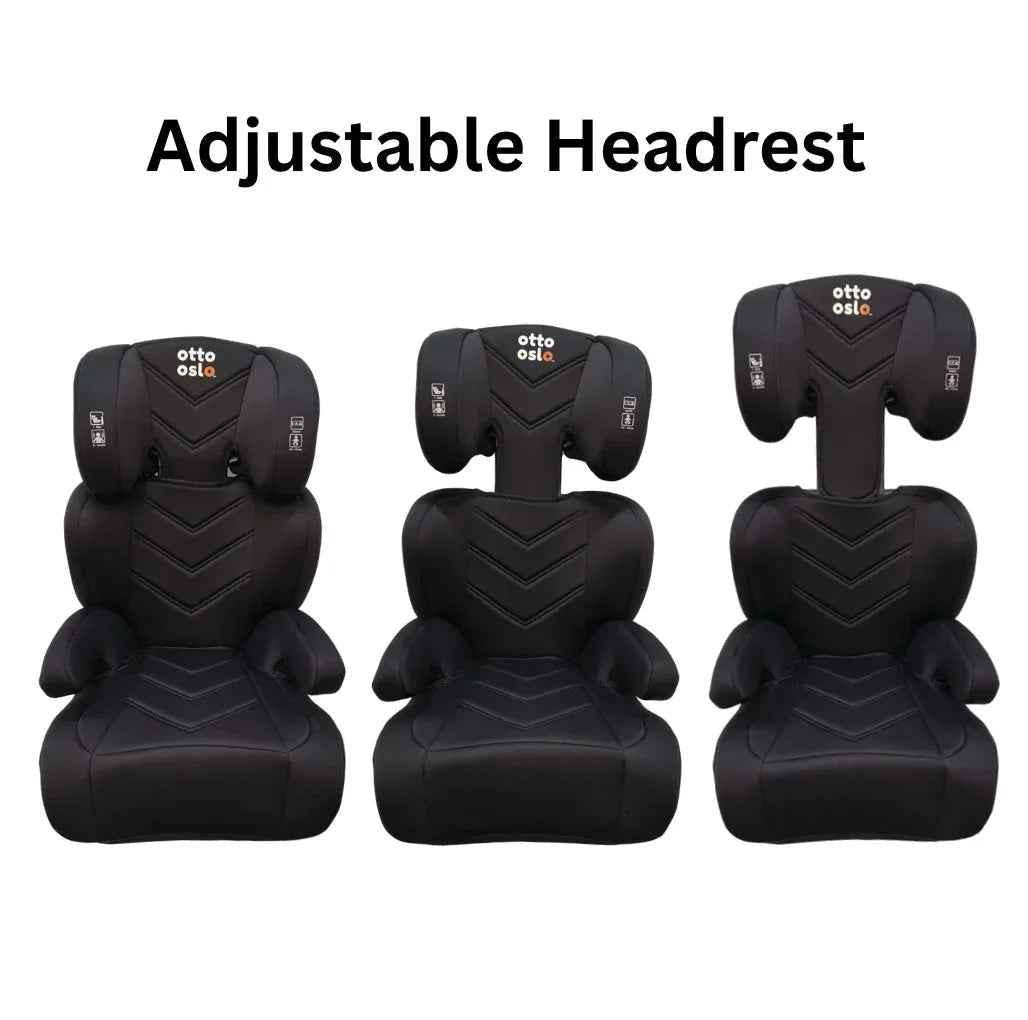 Baby Way NZ Zen i-Size booster car seat with ISOFIX and adjustable headrest in black, designed for toddler safety and comfort.