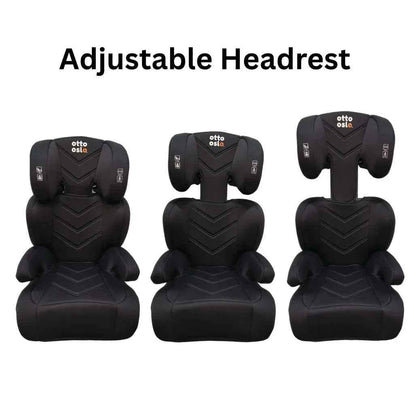 Baby Way NZ Zen i-Size booster car seat with ISOFIX and adjustable headrest in black, designed for toddler safety and comfort.
