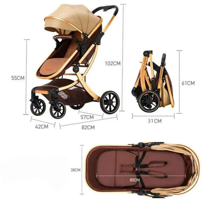 Baby Way NZ The Mint 2-in-1 high-view reversible bassinet stroller in khaki, suitable for babies 0-3 years, with adjustable features.
