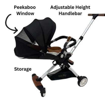 Baby Way NZ Urban Rider 2-Way Convertible Stroller, compact and versatile stroller for urban outings.