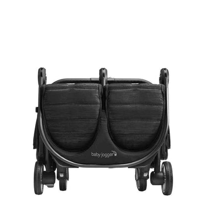 Baby Jogger City Tour 2 compact double stroller in Pitch Black, lightweight and foldable for easy city strolling.