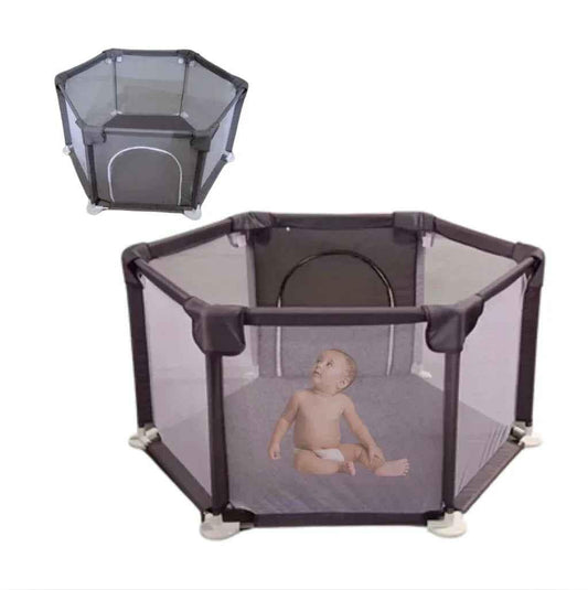 Hexagon Baby Playpen with zipper door by Baby Way NZ, kids play yard for safe, enclosed play area.