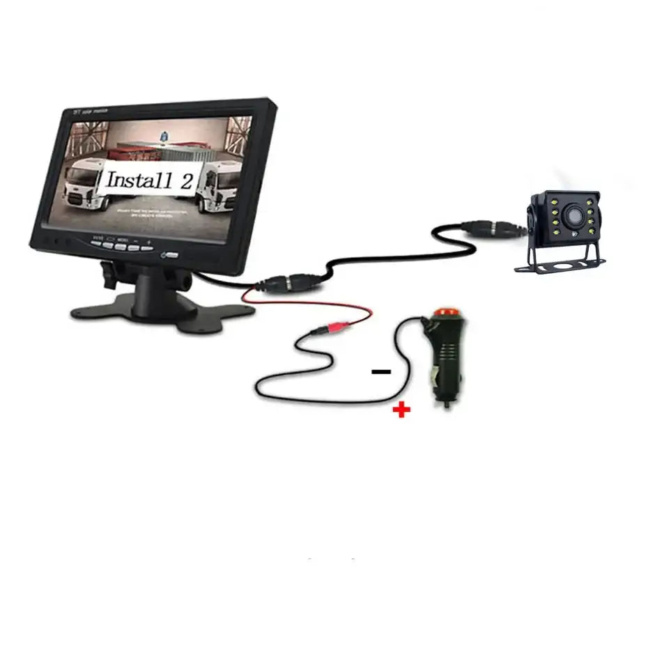 Backup Reverse Camera with 7" LCD Monitor – Easy Install 12V/24V CVBS Habicare