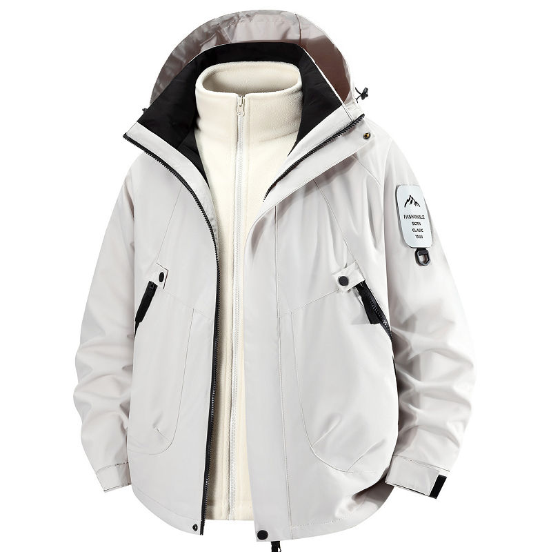 Unisex 3-in-1 Detachable Outdoor Jacket Waterproof Windproof Mountain Coat