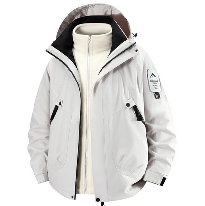 Unisex 3-in-1 Detachable Outdoor Jacket Waterproof Windproof Mountain Coat