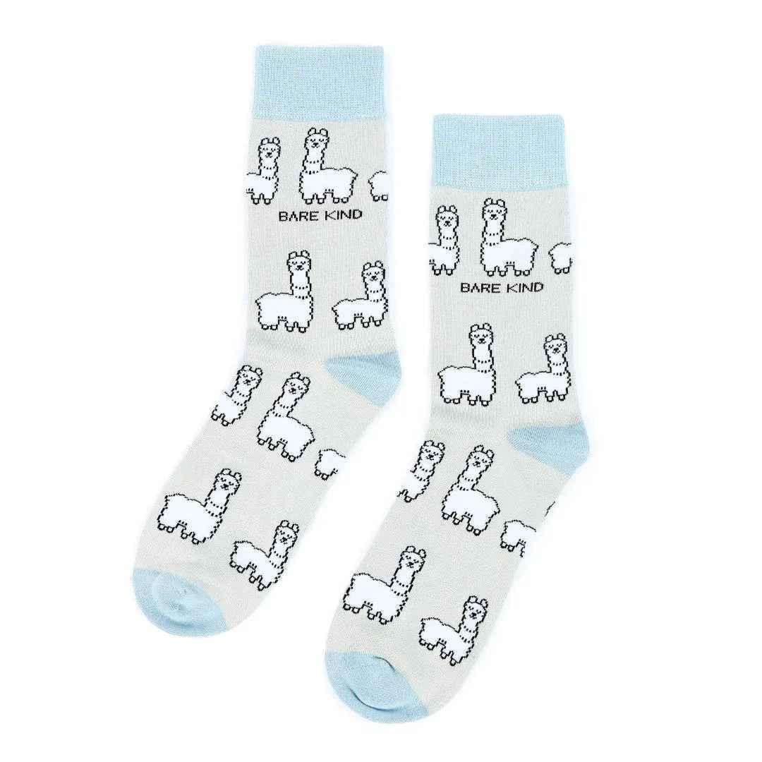 Barekind NZ Save the Alpaca bamboo socks for adults, soft and comfortable socks made from eco-friendly bamboo fibers.