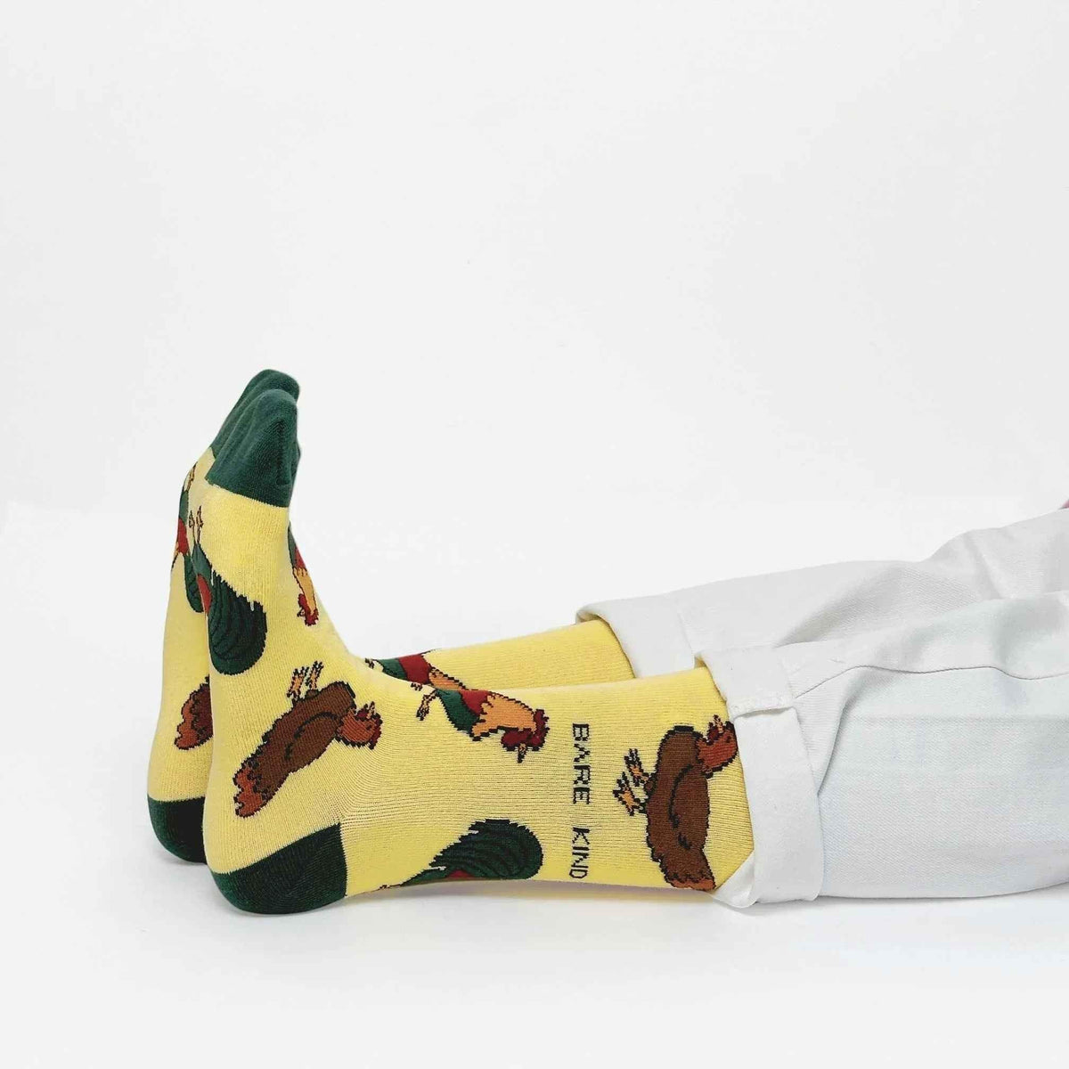 Barekind NZ bamboo socks for adults featuring a Save the Chickens design, soft and eco-friendly casual sock footwear.