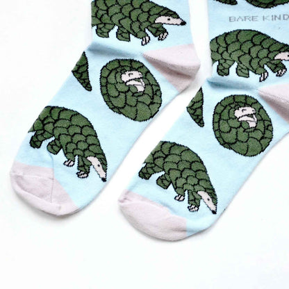 Barekind NZ bamboo socks for adults featuring Save the Pangolins design, soft and eco-friendly nature-inspired footwear.