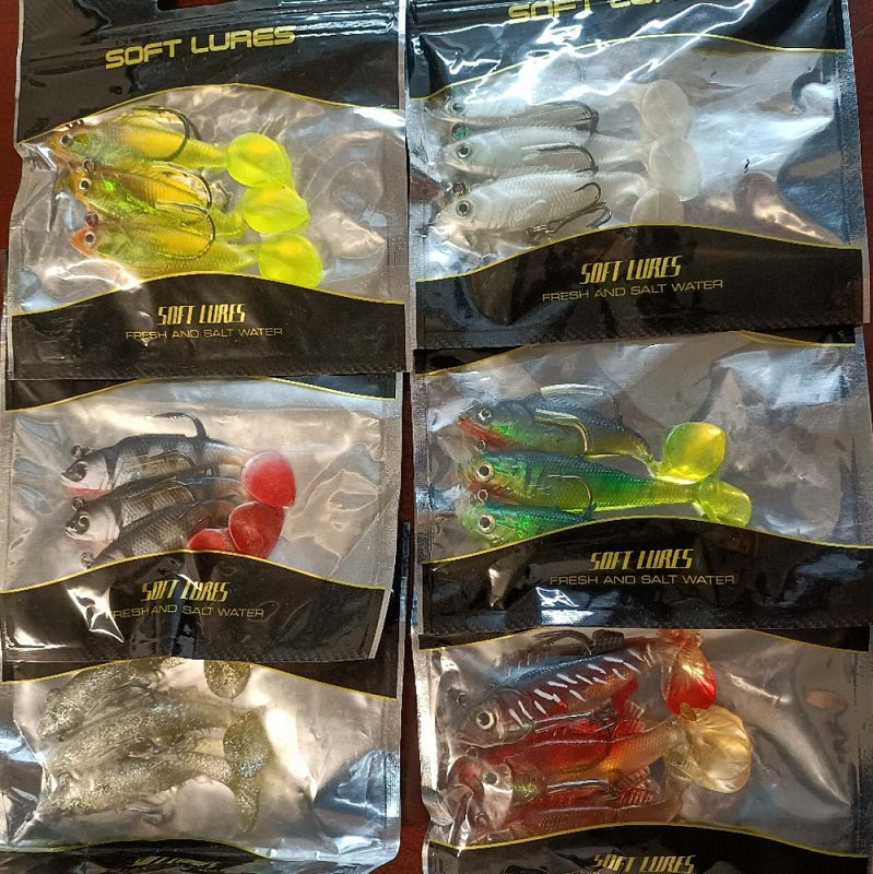 30pcs soft fishing lures with hooks from dealonline.co.nz, colorful and realistic bait for freshwater and saltwater fishing.