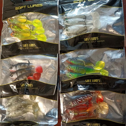 30pcs soft fishing lures with hooks from dealonline.co.nz, colorful and realistic bait for freshwater and saltwater fishing.