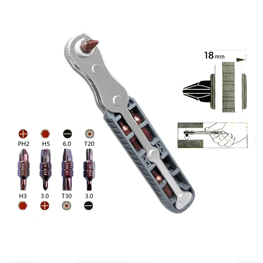 Bidirectional Right-Angle Ratchet Screwdriver Set Habicare
